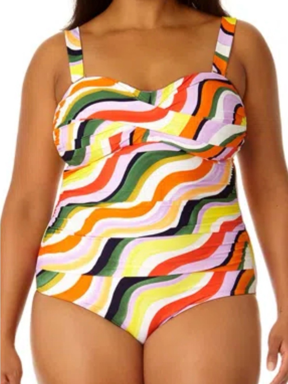 Anne Cole  women’s One-Piece Swimsuit in Multicolor Wave Print  NWOT 18W